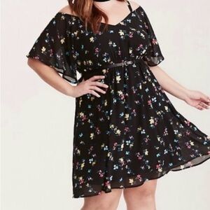 Torrid Black Floral Mini Dress